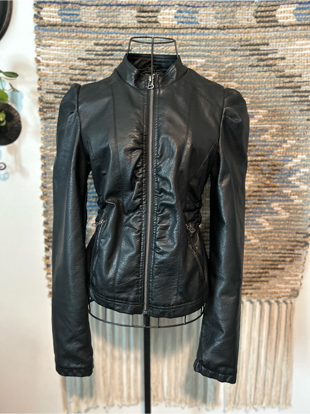 Rue 21 Black Women's Faux Leather Zip-Up Jacket